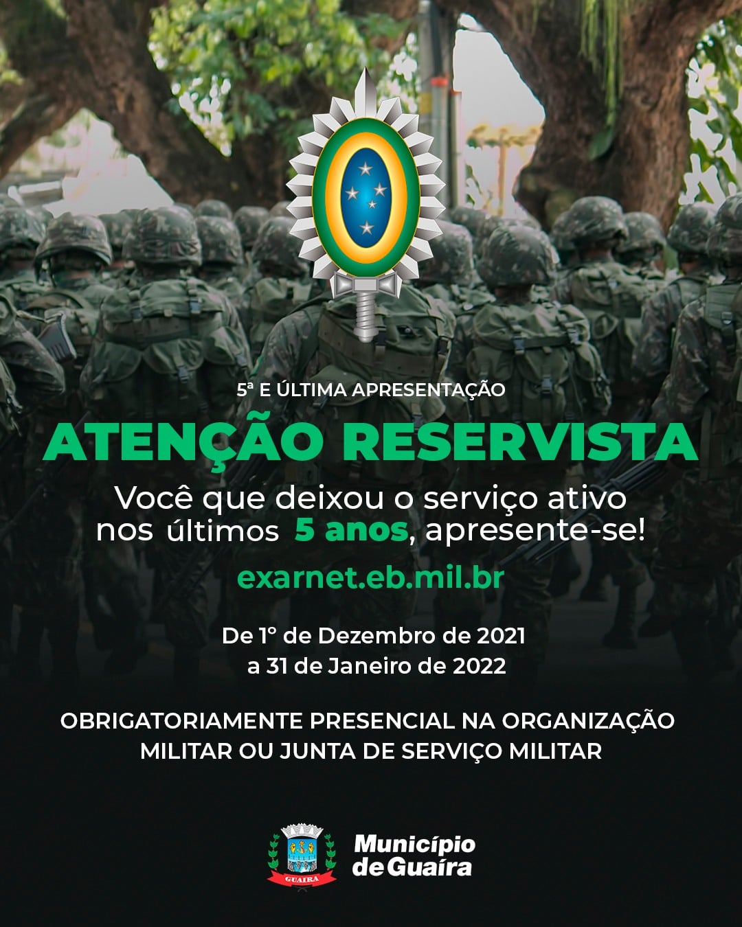 Guaíra - Exército Brasileiro convoca reservistas